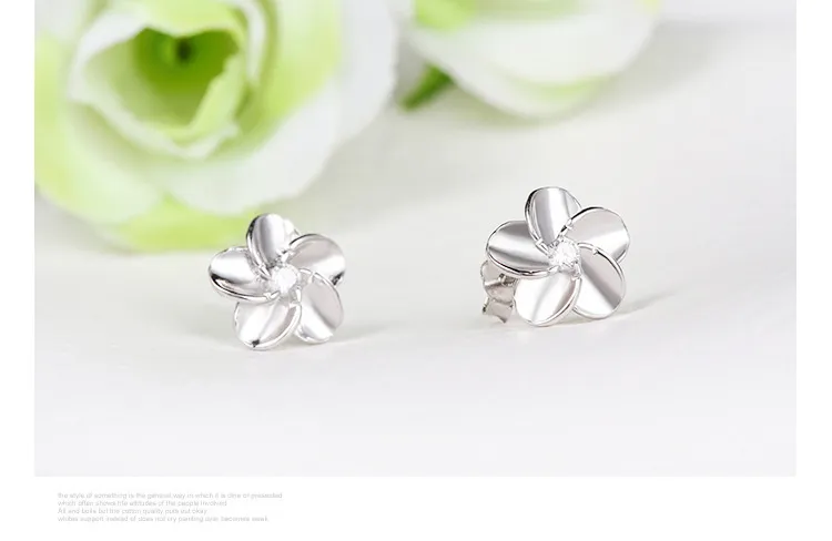 925 Sterling Silver Stud Kolczyki Biżuteria Little WinterSweet Plum Blossom Cyrkon Diament Kryształ Kolczyk Dla Kobiet Dziewczyn