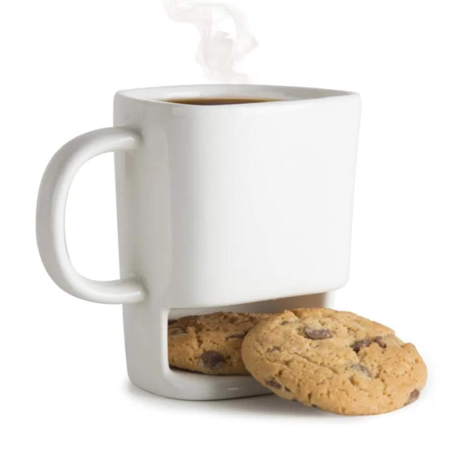 Ceramic Biscuit Cups Creative Coffee  Milk Dessert Cup Tea Cups Bottom Storage Mugs for Cookie Biscuits Pockets Holder Drinkware Cup