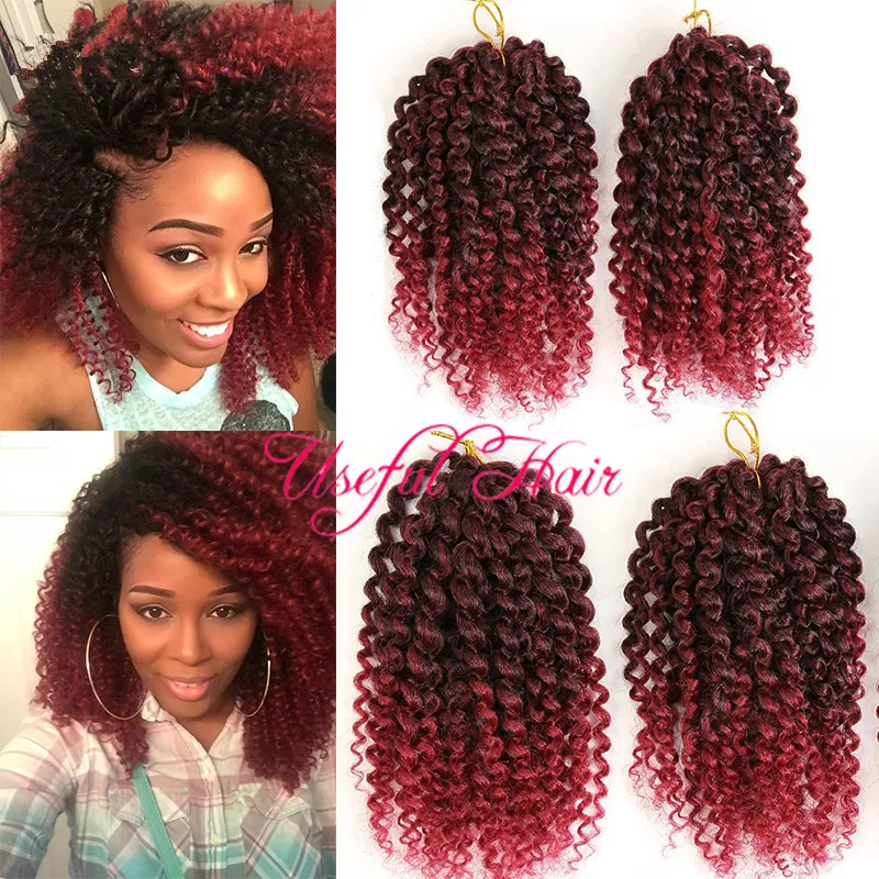 High Temperature Fiber Malibob 8inch MarlyBob 100g Kinky Kręcone Włosy Ombre Mali Bob Crochet Braids Extensions Włosy Syntetyczne Włosy