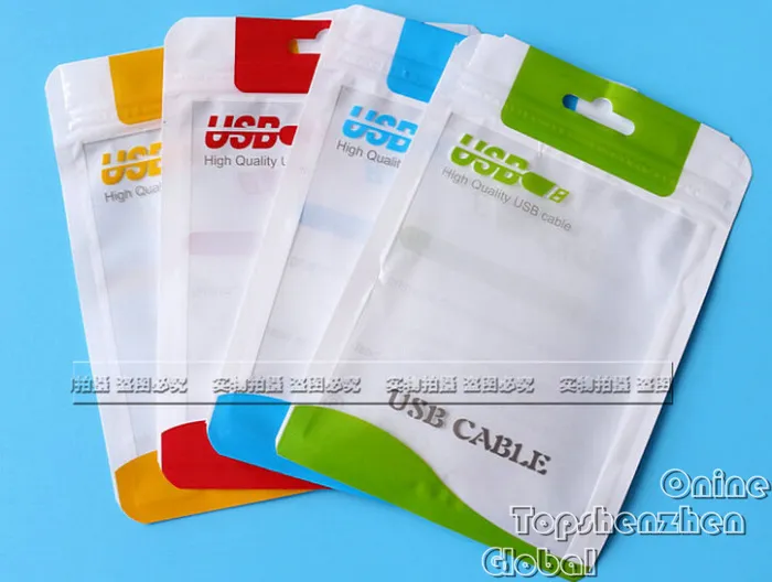 Bag na zamek błyskawiczny torba na pakiet plastikowy do ładowarki samochodowej Micro USB Data Sync Cable Audio Słuchawki do dla iPhone'a do akcesoriów Sumsung