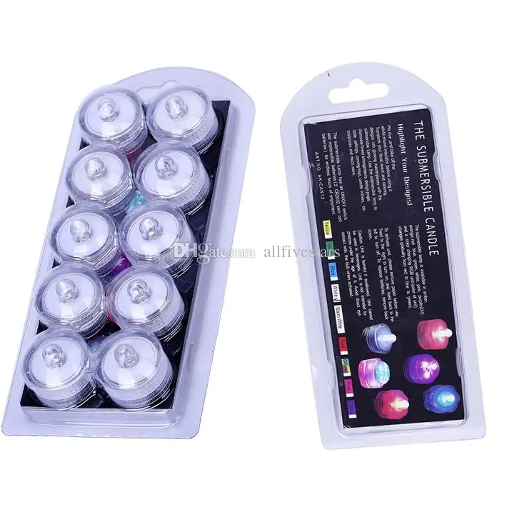 Kerstcadeau LED Dompelpomp Waterdicht Kaarslicht Lamp Aquarium Vaas Thee Bruiloft Woondecoratie Verlichting Veelkleurig 12 stuks zak