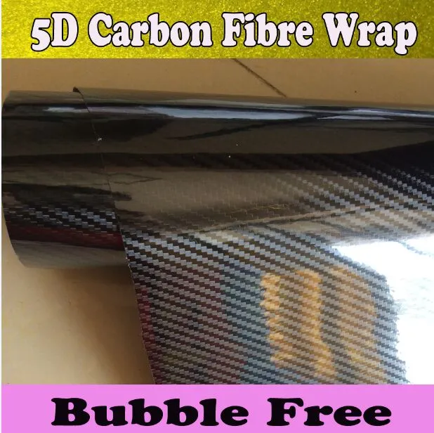 Ultraglänzende 5D-Carbonfaser-Vinylverpackungsfolie für Autoverpackungen mit Luftablass, glänzende Carbonfaserplatten, 1,52 x 20 m, 5 x 67 Fuß Rolle