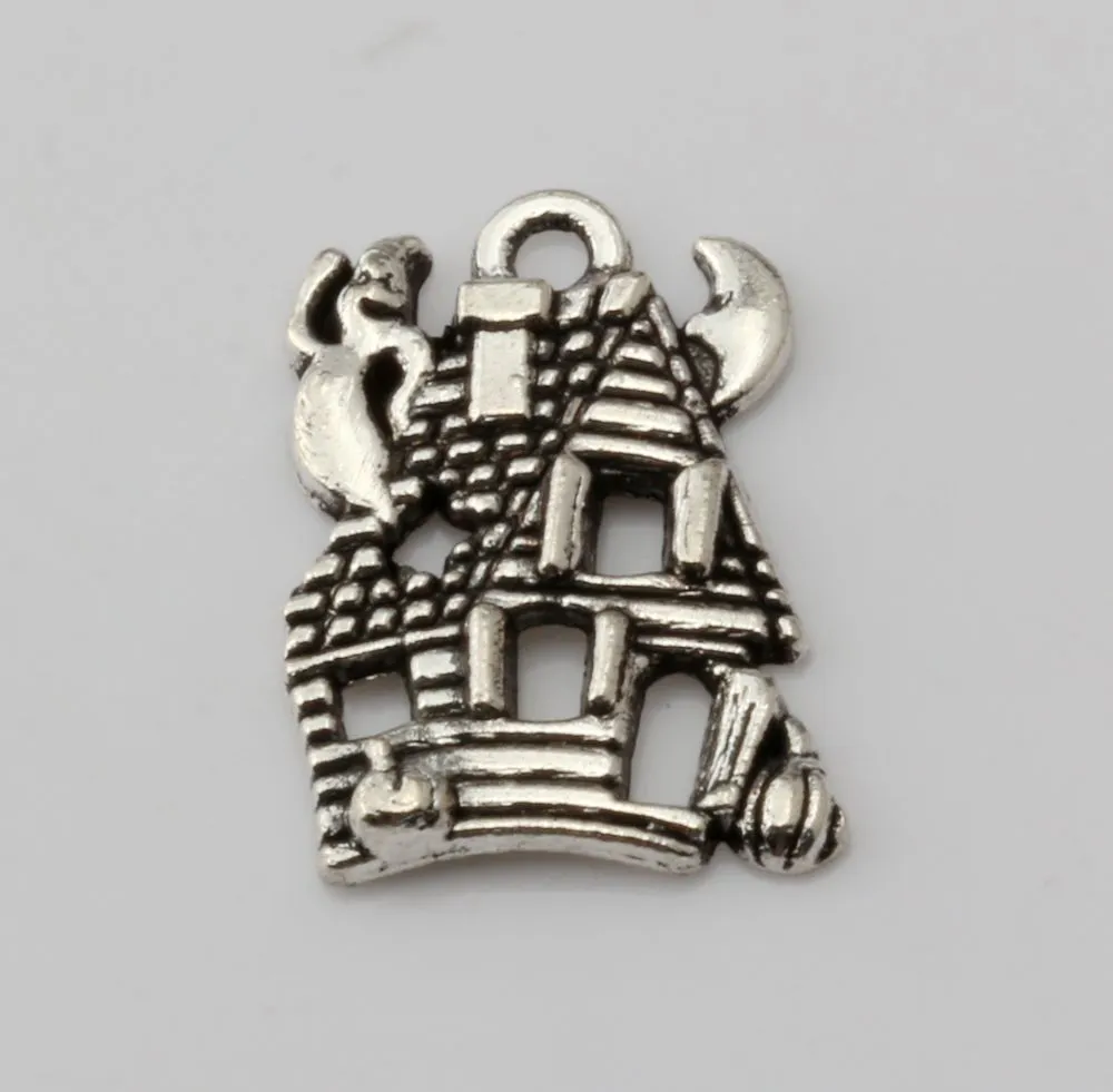 Chaud! 300 PCS Mode Antique Argent Alliage de Zinc * MIGNON HANTÉ MAISON GHOST * Charmes Pendentif 14 * 20mm BRICOLAGE Bijoux