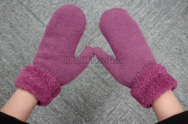 Winter Soft Wol Handschoenen Vrouwen Simple Design Mittens Pure Color Grace Pols Fluwelen 6 Kleuren 10 Stks Gratis Schip