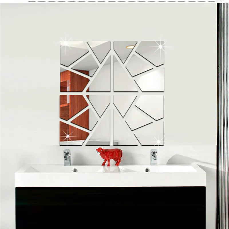 32 pièces 2a2b ensemble bricolage miroir autocollant sticker mural 3d miroir sticker mosaïque chambre décorations moderne auto-adhésif miroir autocollants