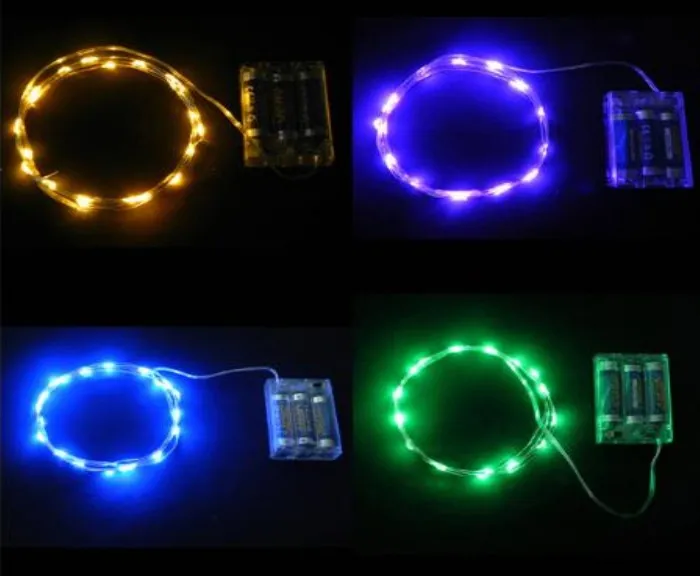 LED bakır dize 2 m 20 leds pil işletilen peri dizeleri ışıltı ışıkları parti xmas 50 adet moq
