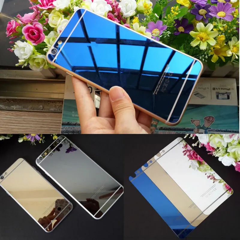 Full Cover Tempered Glass Tinted Phone Screen Protector 4s/5/6s Plus Front+Back, Mirror Effect