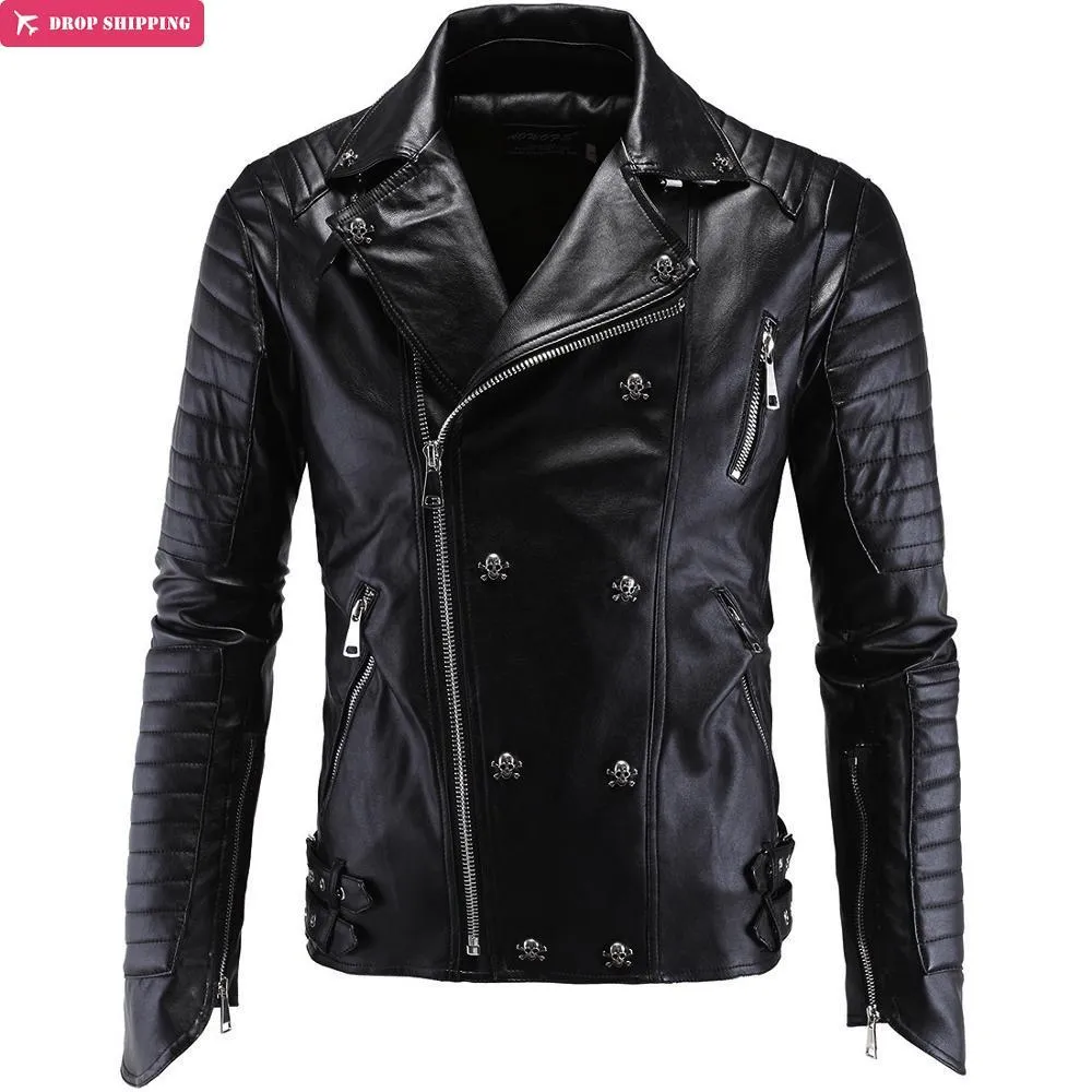 Men's Leather Wholesal Clothing Cool Fashion Party Motorcycle Jacket High Quality Coat Plus Size Y998