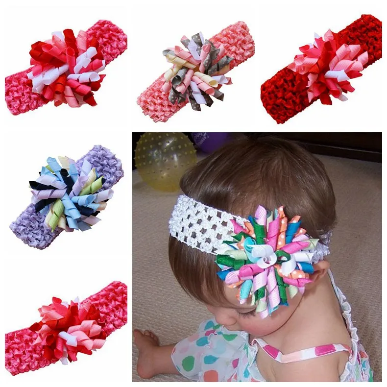 headbands crochê com korker arcos cabeça cabelo hoop encaracolados fita arcos Korkers Infantil Chefe wraps PD011 faixa de cabelo