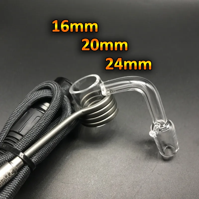 16mm 20mm 24mm Quartz Enail Banger With Hook Female Male 10mm 14mm 18mm Quartz E Nail Banger Nails For Coil Heater Dab Rigs