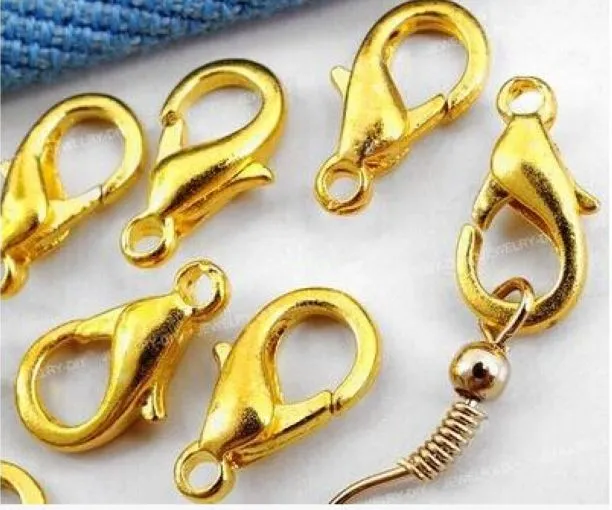 1000 sztuk Srebrny / Złoto / Brąz / Miedź Plated Lobster Claw Clasps na biżuterię Wykonanie 12mm
