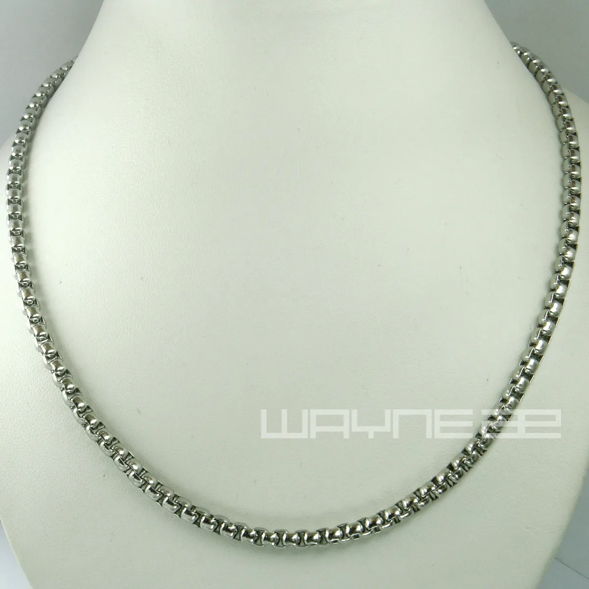 Or blanc rempli 50cm Longueur 3.8mm Épaisseur chaîne à maillons Collier N240