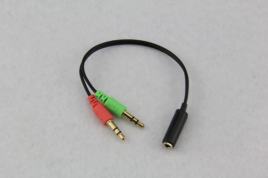 Nueva Venta Caliente 3.5mm Hembra a 2 Macho Jack Plug Auriculares Mic Audio Y Cable Divisor Cable de Audio Estéreo Envío Gratis 100 unids / lote