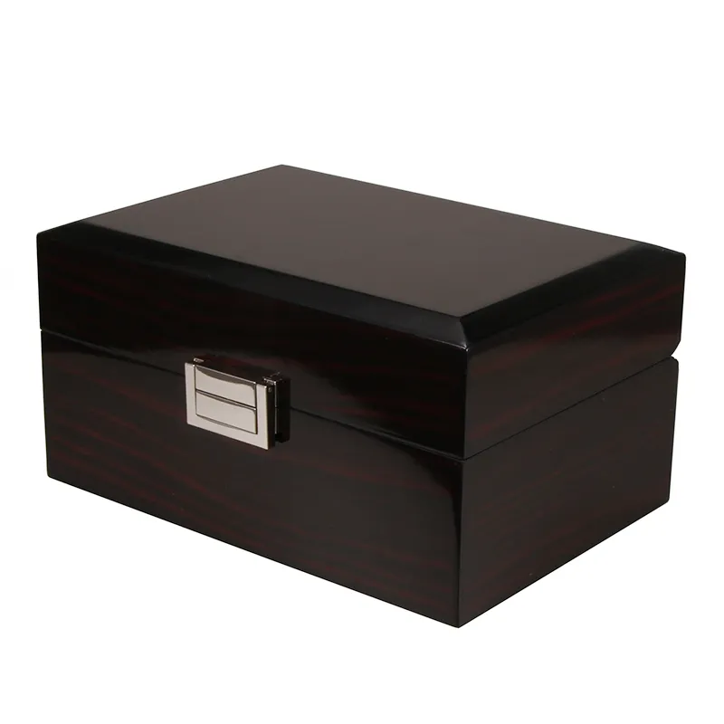 Högkvalitativt varumärke Träklocka Black Watchs Boxes Gift Box Crown Logo trälåda med broschyrkort Glitter LSL0130340R