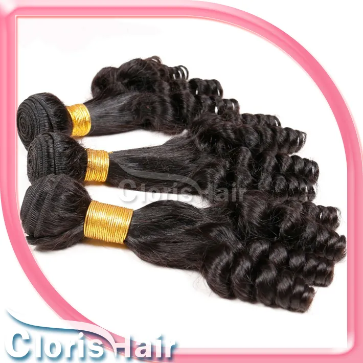 Neuankömmling Bouncy Spiral Romance Curly Human Hair Weave Bundles Großhandel Unverarbeitete peruanische Jungfrau Tante Funmi Egg Curls Extensions 3 Stück