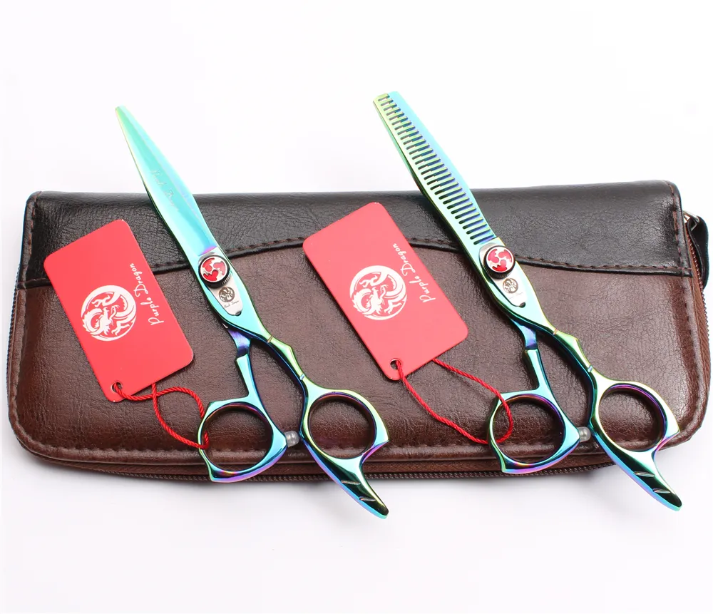 6039039 175cm Japan 440C Purple Dragon Professional Human Hair Soxe Cutting Thunning Scissors frisörsax Sal5657258