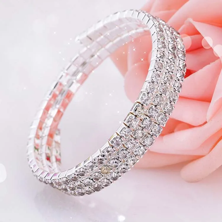 Crystal Bridal Bracelet Cheap In Stock Rhinestone Free Shipping Wedding Accessories One Piece Silver Factory Sale Bridal Jewelry 2015