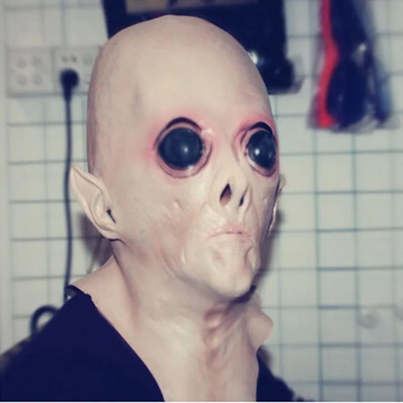 Cadılar Bayramı Partisi UFO Alien Başkanı Lateks Cosplay Ürpertici Saucer Man Tam Yüz Korku Hayalet Kostüm Maskesi