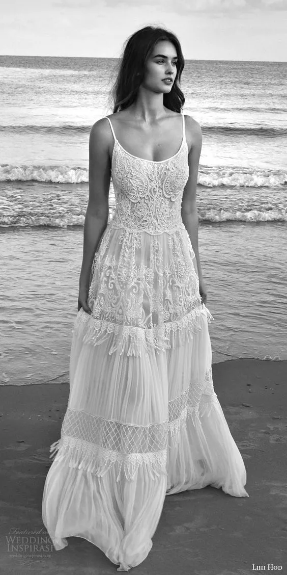 2019 Lilo Sleeveless Bohemian Lihi Hod Bridal Wedding Dresses Amazing Details Spaghetti Backless Beach Wedding Gowns Custom Make250T