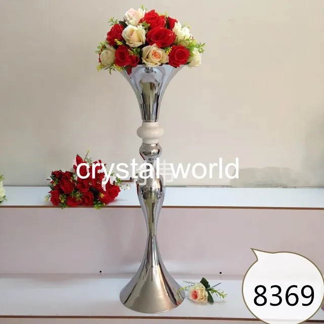 Grands supports de fleurs mentaux argentés pour mariage, 691 centres de Table pour décoration de mariage 3