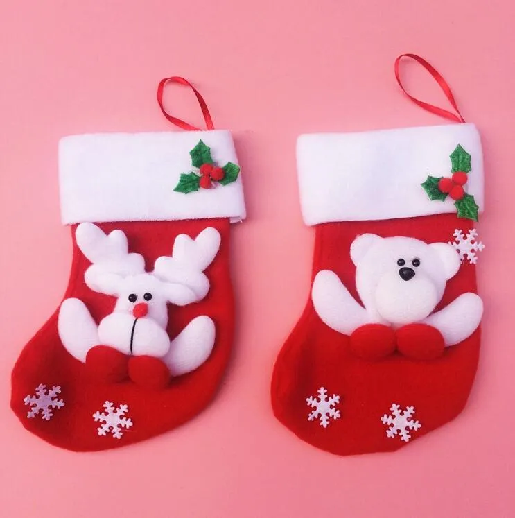 Christmas Stockings Kids Christmas Sock 3.5 * 6.3inch Santa Non-Woven Torba prezentowa Boże Narodzenie ozdoby Darmowa wysyłka CT05