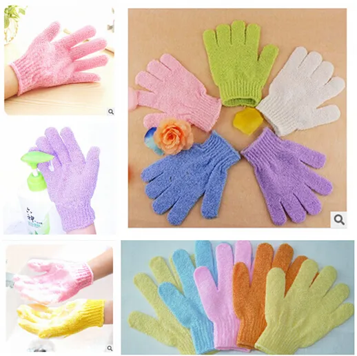 Exfoliating Bath Glove Five fingers Bath Gloves Bathroom Accessories Nylon gloves Bathing Supplies Bath products 500PCS