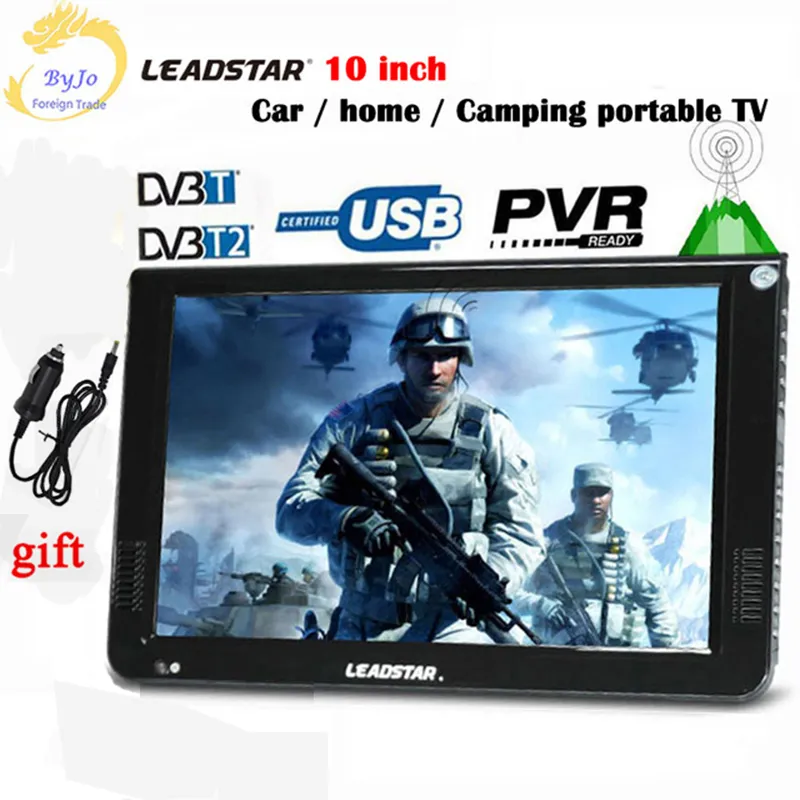 Leadstar D10 10 tums bärbar TV Digital spelare DVB-T / T2 / ISDB / ANALOG ALLT I EN MINI TV Support USB / TFTV Program Billaddare Present