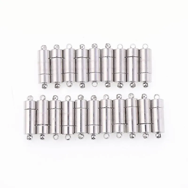 6 * 21.5mm Hål 2mm Starka magnetiska klämmor Fit Läderkabel Armband Rhodium Färgmagnet Buckles Connectors for Smycken Making