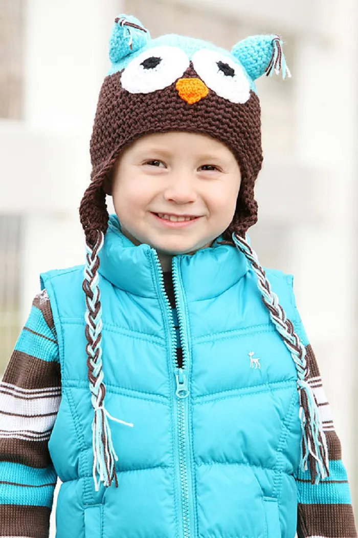 bambino gufo paraorecchie cappello all'uncinetto bambini berretto fatto a mano berretto lavorato a mano bambini