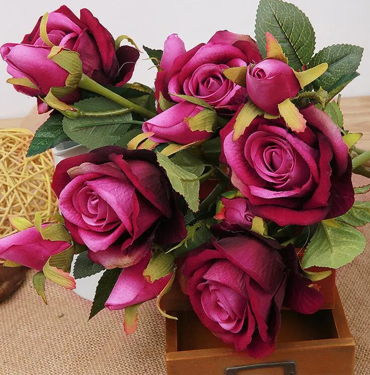 Yapay Gül İpek Craft Çiçekler Gerçek Dokunmatik Çiçekler için Düğün partisi Odası Dekorasyon ücretsiz gönderim HR014