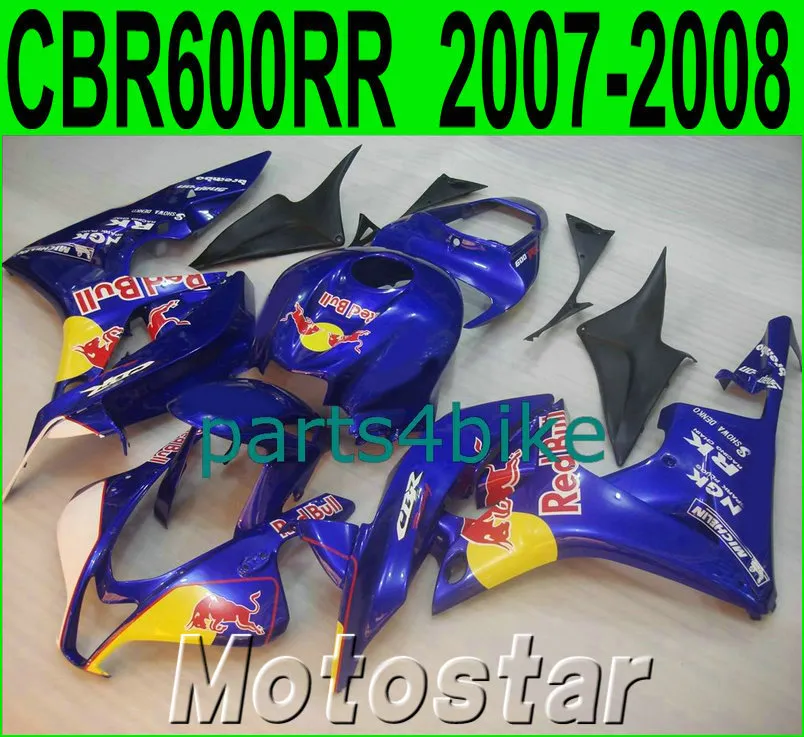 Injektionsgjutning för Honda CBR600RR Fairing Kit 2007 2008 Blue Yellow Plastic CBR 600 RR F5 07 08 Fairings LY22 + 7 Presenter