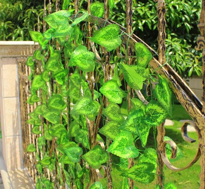 Foglie di edera verde artificiale Vite di plastica Uva Ghirlanda Piante Fogliame Fiori Parete decorazioni sospese Prezzo di fabbricante