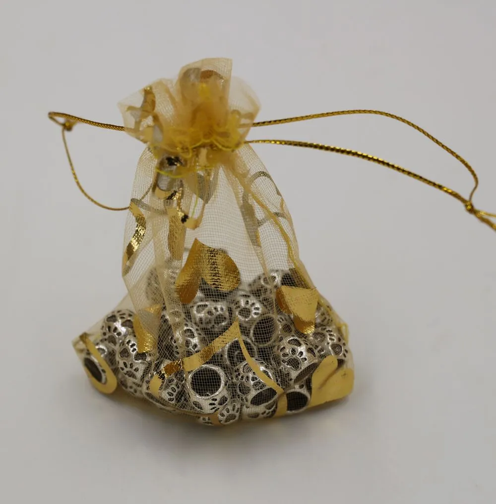 Heet ! Sieraden Verpakking 100 stks Goud Hart Organza Pouch Bruiloft Gunst Gift Bags 7x9cm / 9x12cm / 13x18cm