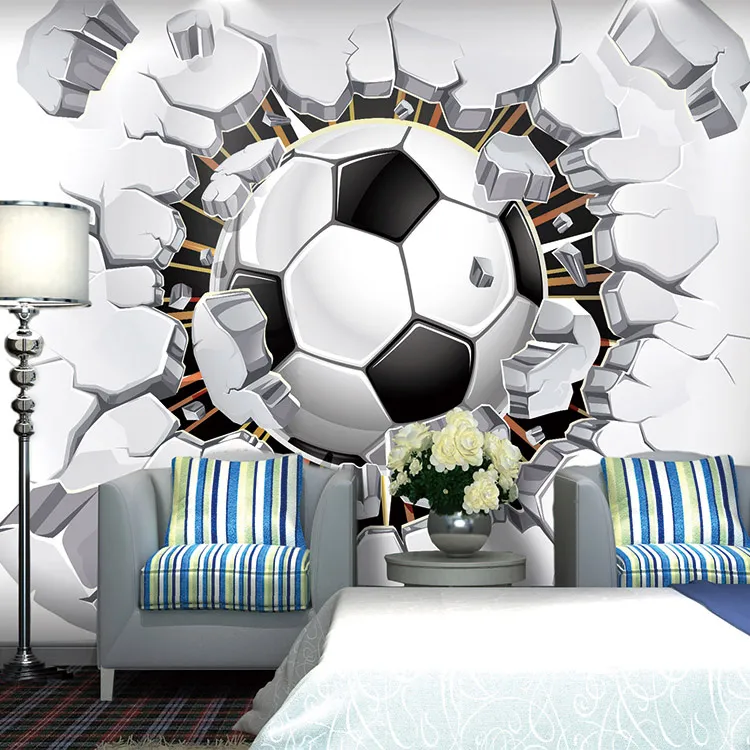 Özel Duvar Resmi Duvar Kağıdı 3D Futbol Spor Yaratıcı Sanat Duvar Boyama OturmaOdası Yatak odası TV Arkaplan Fotoğraf Duvar Kağıdı Futbol