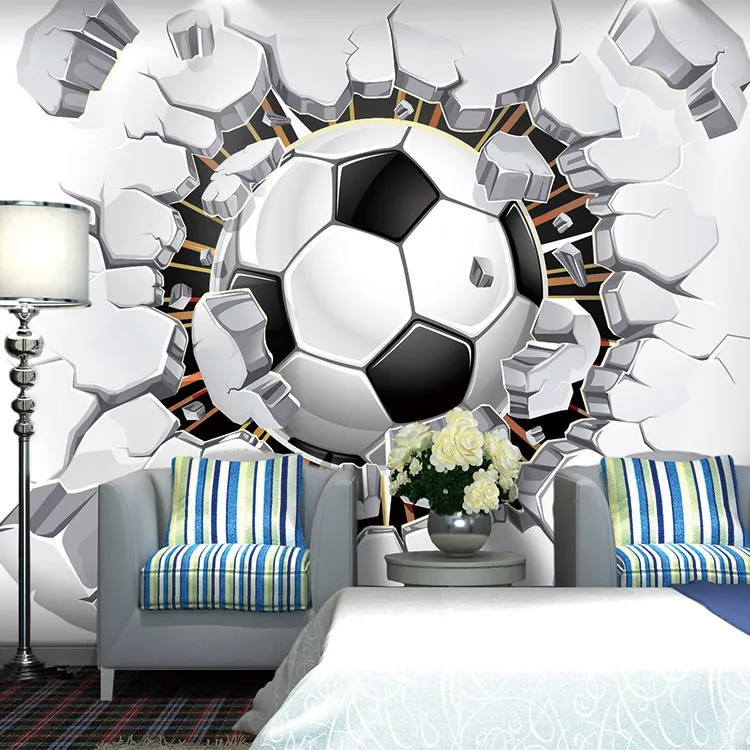 Personalizado Mural Wallpaper 3D Esporte Soccer Recados Creative Art Pintura Sala Quarto TV fundo Photo wallpaper