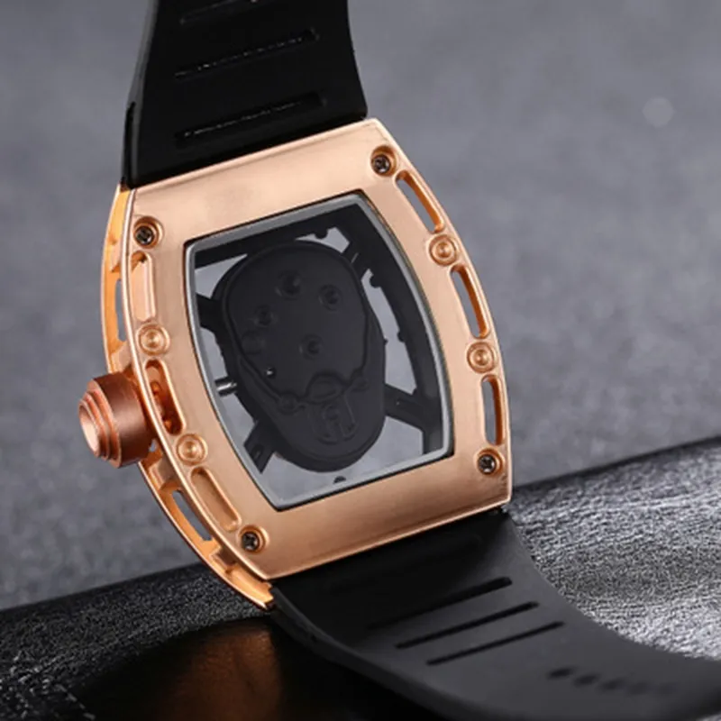 Nieuwe 2019 Fashion Casual Business Men Quartz Horloge Luxe Roestvrij staal Skelet Horloge Siliconen Band Waterdicht Sporthorloge