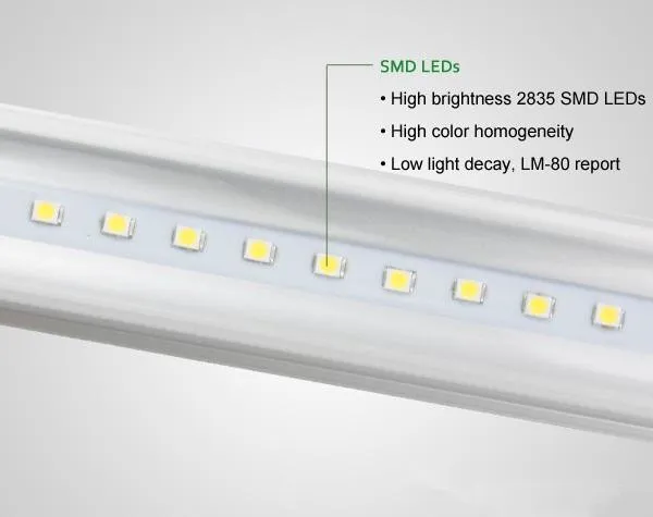 Tubo integrado 2.4m 8ft 45W Led T8 Luces de tubo SMD2835 192LEDs Alto brillo 4800lm Cálido Blanco frío Cubierta transparente esmerilada 85-265V