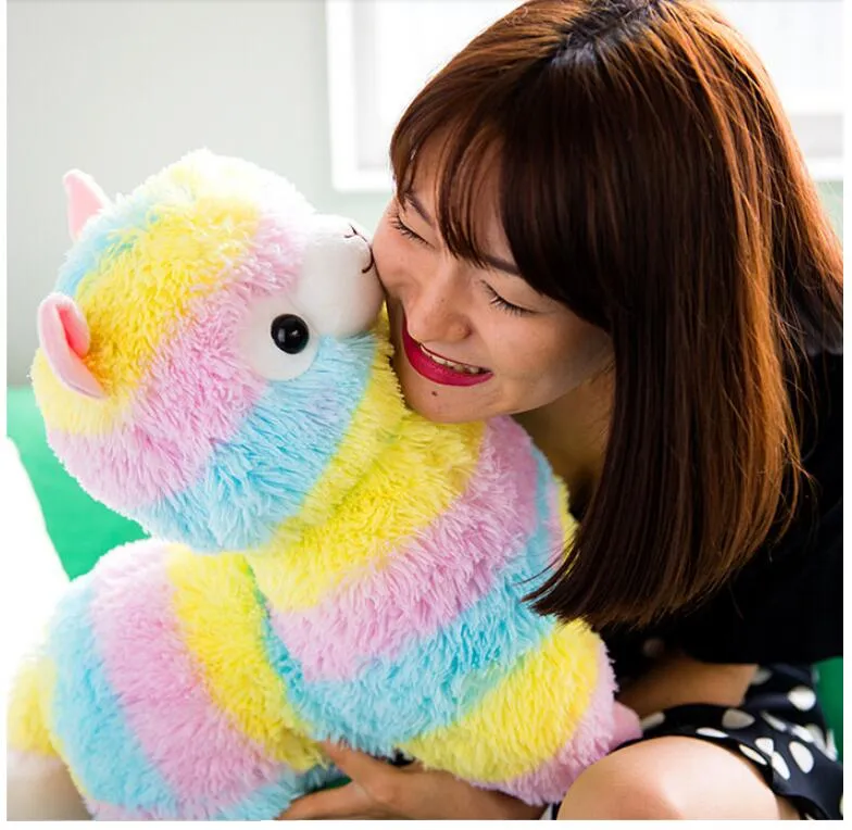 Hot Sale Rainbow Alpaca Plysch Sheep Toy Japanska Soft Plush Alpacasso Baby Plush Fyllda djur Alpaca Presenter