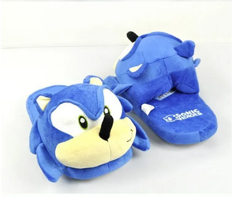 Pantufas Sonic de pelúcia azul Boneca de pelúcia adulto de 11 polegadas Chinelos Sonic de pelúcia