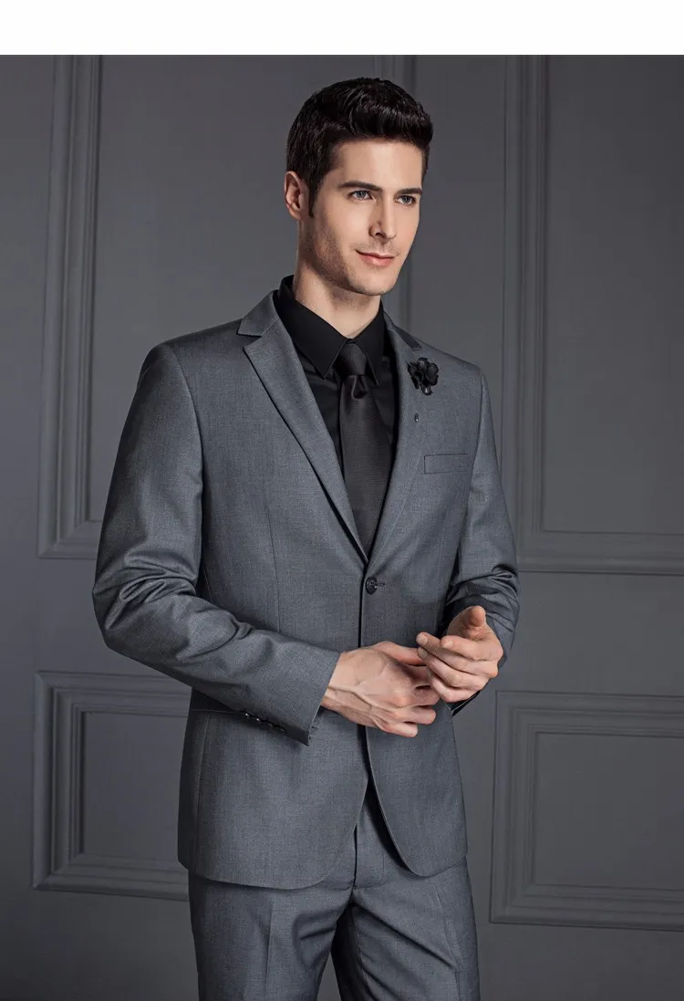 Fashion new men's gray wedding dress and men's office suite work fine Set factory tailor-made
