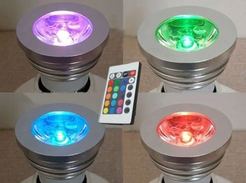 5W GU10 E27 E14 GU5.3 RGB LEDライト電球RGB変更85-265V在宅パーティーの装飾雰囲気MR16 12V 100ピース/ロット