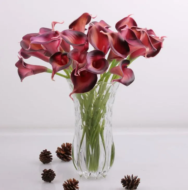 Latex calla lily pu fleurs Mariée Fleurs 8 Couleurs PU Real Touch Jaune Mini Calla Lily Pour Bouquet De Mariage Livraison Gratuite HP008