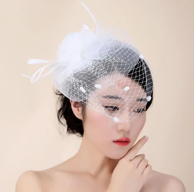 Bride headdress hair lady hat elegant mesh &Lace wedding Creative Design hat female hat slap-up party hat bride headdress free shipping HT25