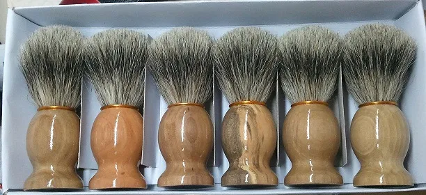 Ben spazzole da rasoio capelli da barbiere professionista manico in legno naturale Baschetto capelli tasso uomini Regalo utensili da barbiere FA3615491