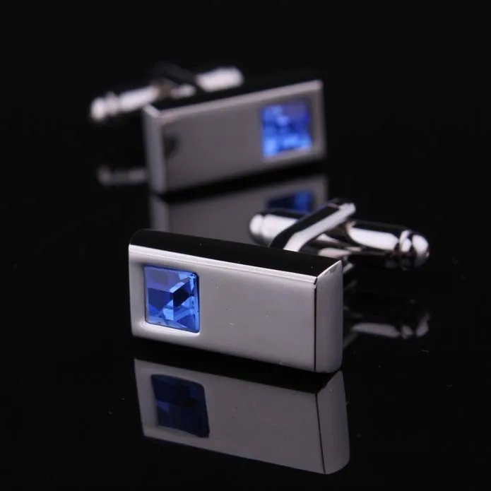 High Quality Crystal Silver Cufflink For Shirt French Cufflinks Fathers Day Gifts For Men Jewelry Wedding Cuff Links W134304R