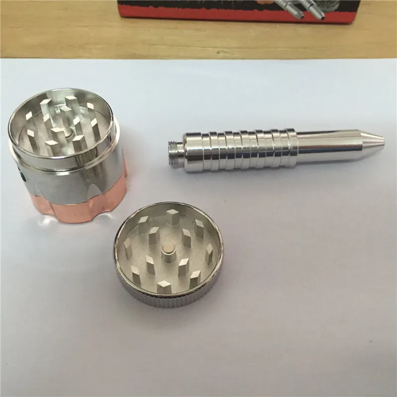 12 sztuk / partia Bullet Obrotowy Styl Rury Tobacco Grinder Metalowa Szlifierka Rura Palenie + Szlifierki [SKU: S018]