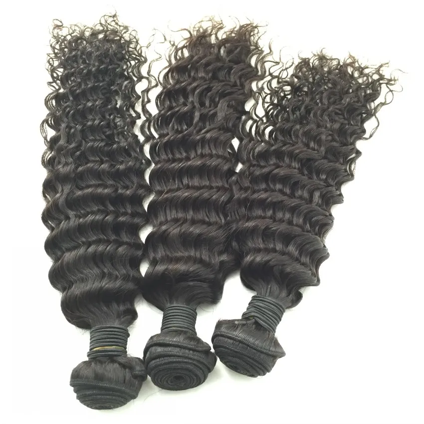 8A silk base lace closure with bundles Malaysian Brazilian Peruvian Indian deep wave vingin hair closure and 3 bundles weft
