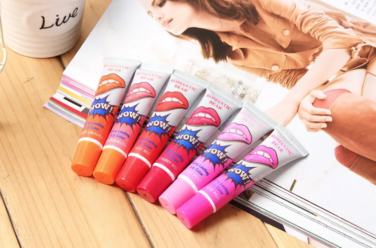 DHL Gratis / Lip Gloss Peel-off läppstift varar för 24h magisk läpp tatuering läppstift Vattentät fuktgivande läpp balm 6 färger