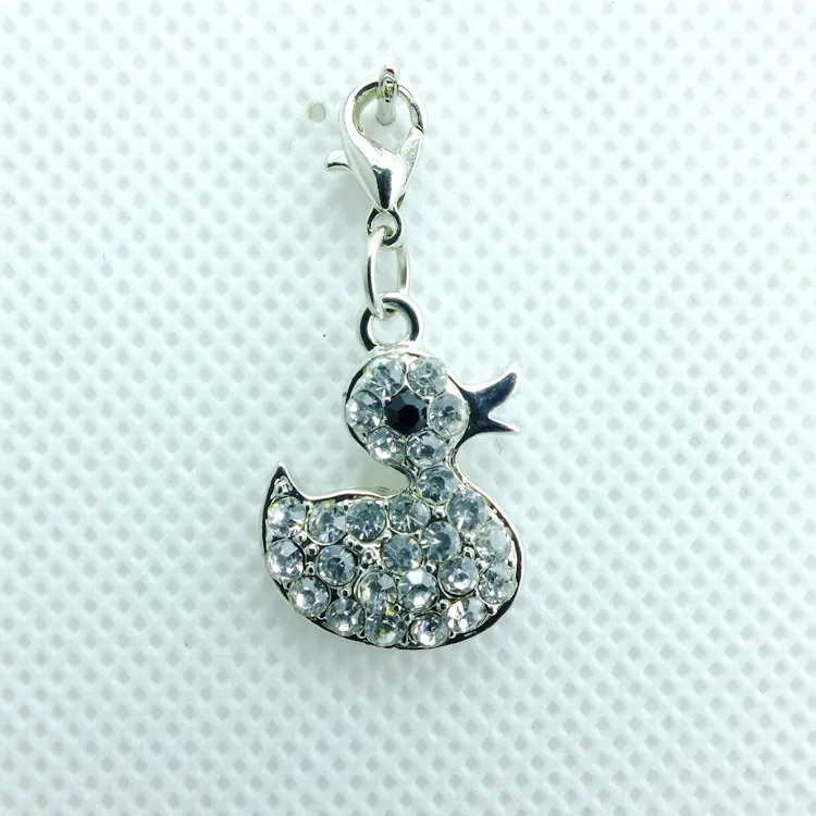 Darmowa Wysyłka Najnowsze Moda Charms Stop 4 Kolor Rhinestone Duck Lobster Zapięcie Pływające Charms DIY Akcesoria jubilerskie