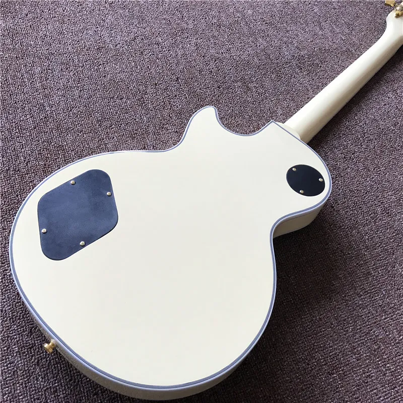 Guitare électrique personnalisée de haute qualité de couleur crème avec 2 micros, touche en palissandre avec guitare de couleur or